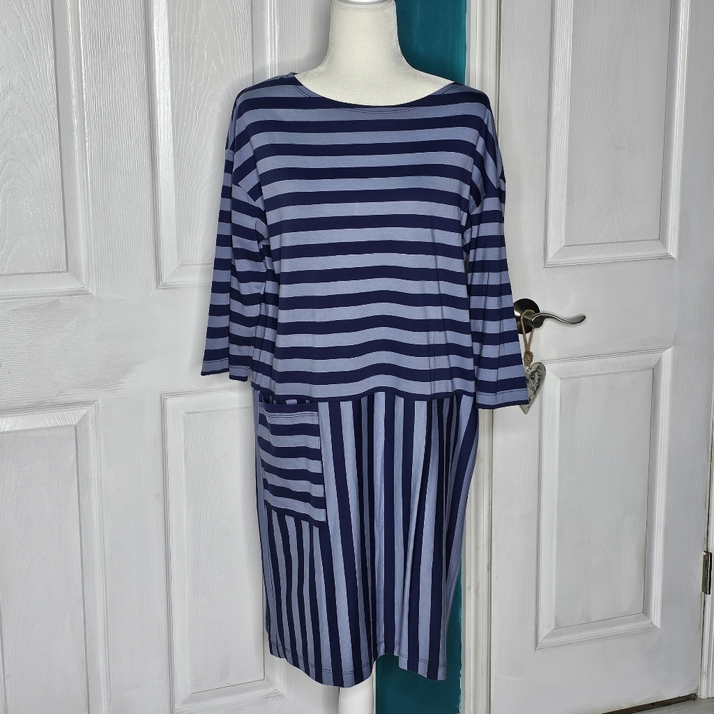 Gudrun Sjoden Blue Striped Dress S